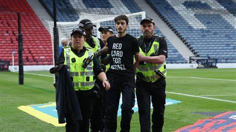 Protester Disrupts Scotland vs. Israel Match with Goalpost Demonstration